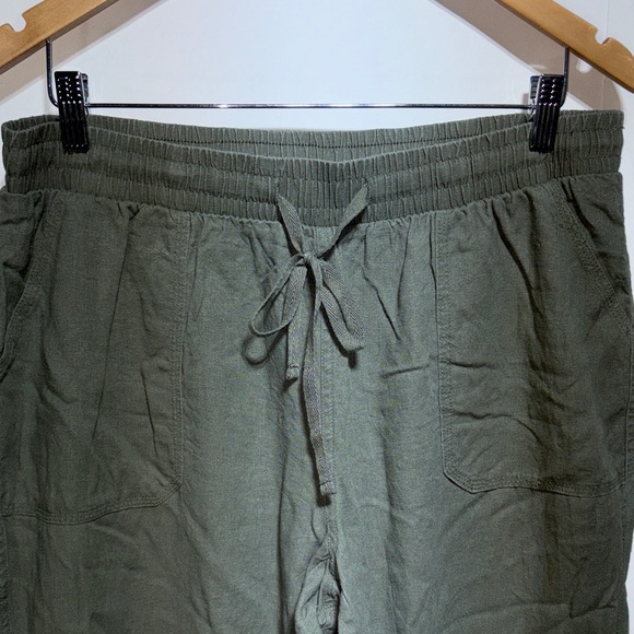 Cato Women's Olive Green Linen Blend Casual Pants Size 14/16W - Picture 3 of 7